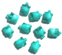 10 19mm Transparent Turquoise Givre Turtle Beads